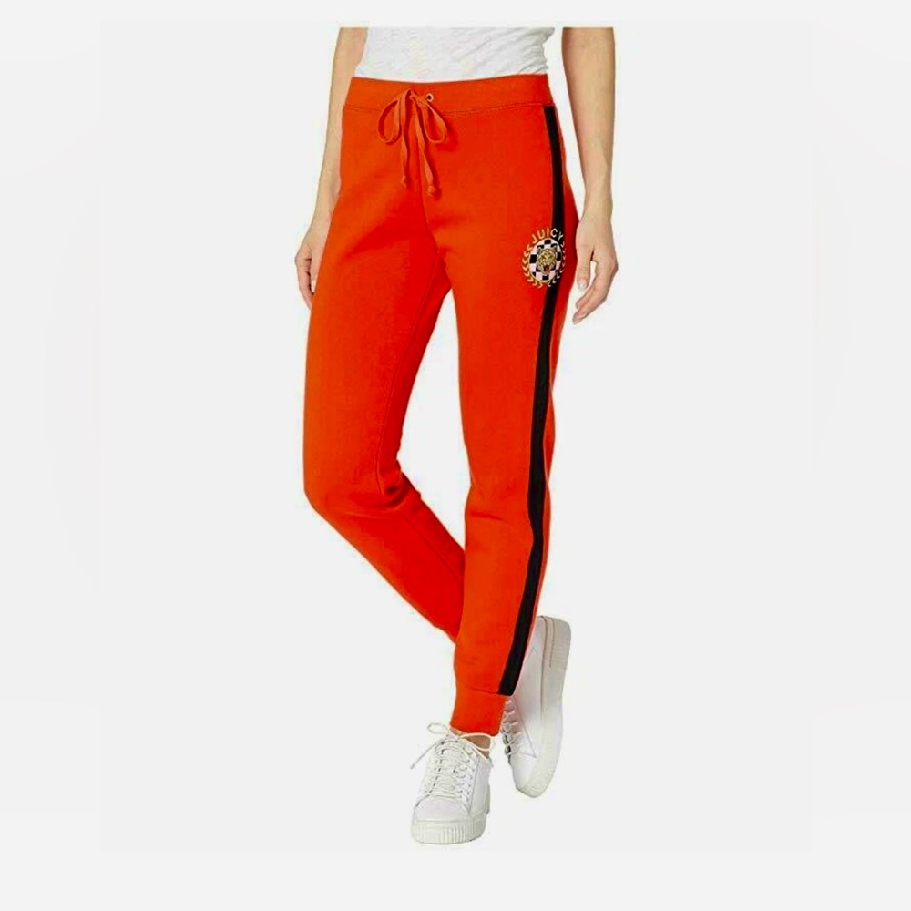 Juicy Couture Vibrant Red Joggers with Black Stripes